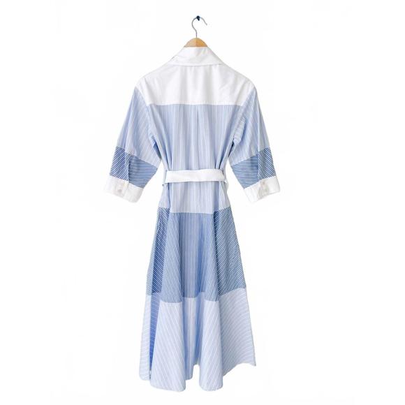 NEW SEA helmi striped shirting shirt dress in blue